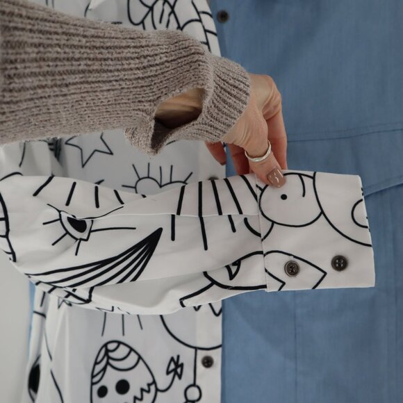 Leena Two-Tone Shirt Dress Womens Demure Statement Creative Playful Artist NWT - Picture 7 of 13